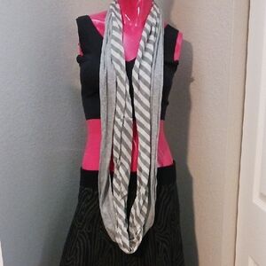 Miley Cyrus & Max Azria Gray and White Striped Scarf